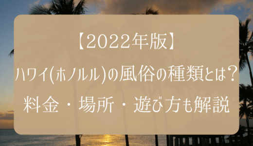【2022年版】ハワイ（ホノルル）の風俗の種類とは？料金・場所・遊び方も解説